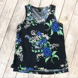 Ann Taylor | Black Floral Sleeveless Blouse